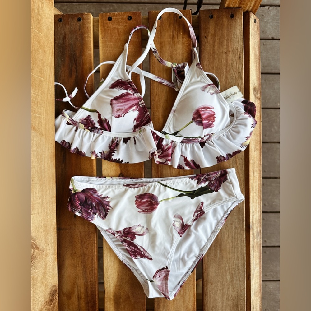 Small White/Floral Blushing Brunette Boutique Swimsuit